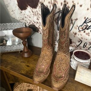 J.B. Dillon Brown and Tan Western Boots